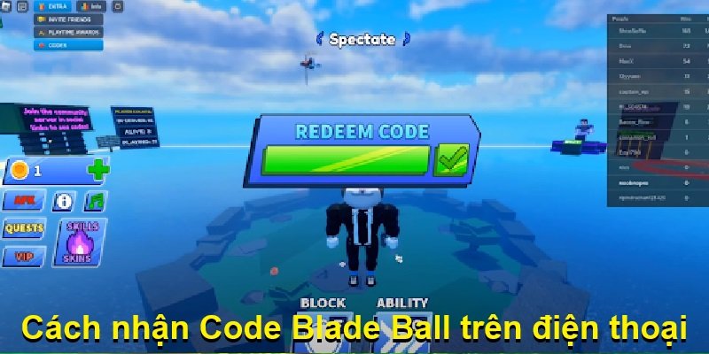 Cách nhận Code Blade Ball trên điện thoại