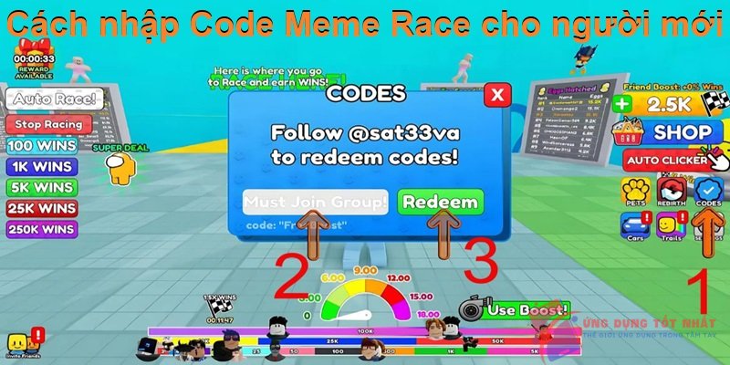 Cách nhập Code Meme Race cho người mới