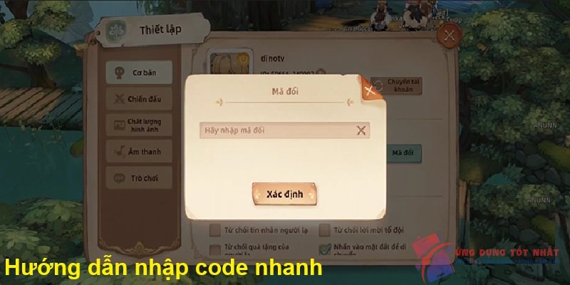 Hướng dẫn nhập code nhanh