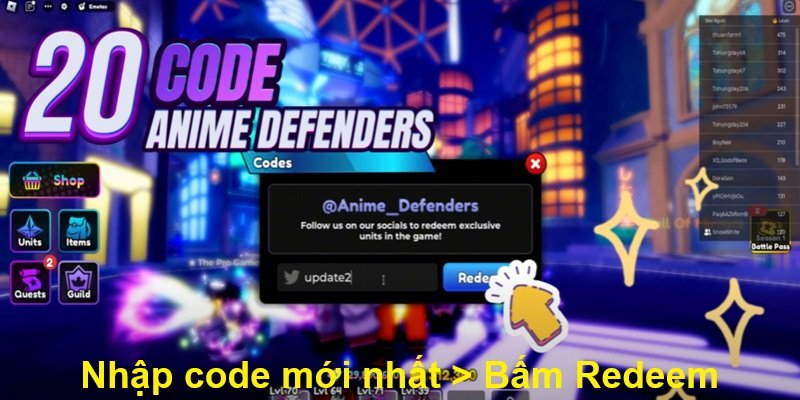 Nhập code mới nhất > Bấm Redeem để nhận quà