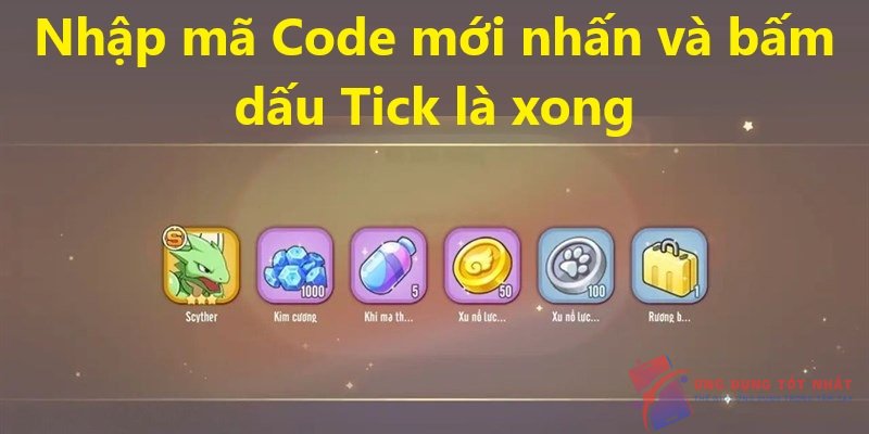 Nhập mã Code mới nhấn và bấm dấu Tick là xong